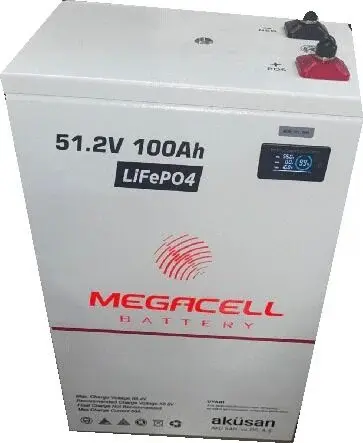 Megacell 51,2V 100Ah LiFePO4 Lityum Demir Fosfat Akü(PRİZMATİK/BLUETOOTHLU)