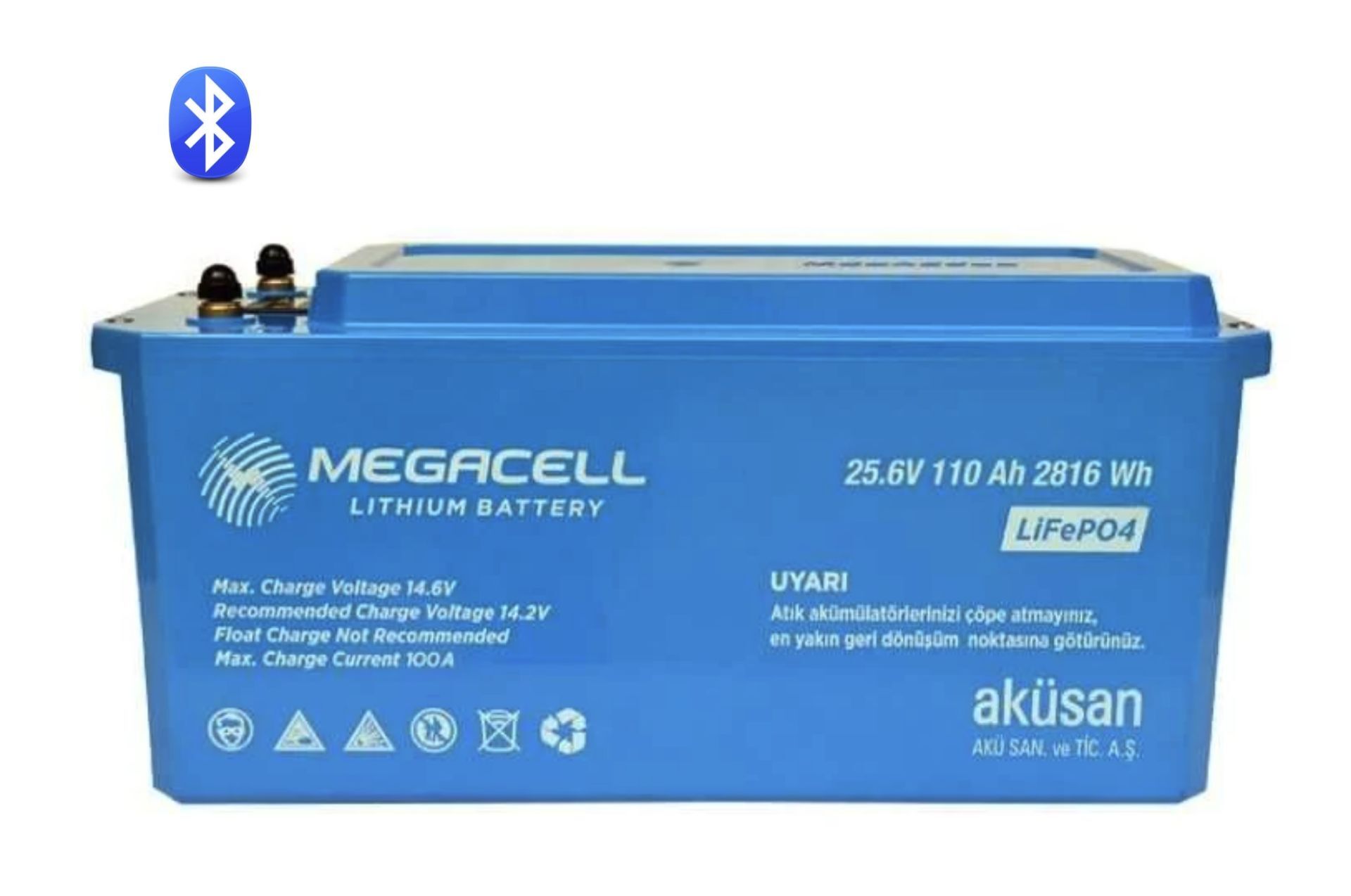 Megacell 25.6V 110Ah (Bluetooth) LiFePO4 Lityum Demir Fosfat Akü(ABS Kasa)